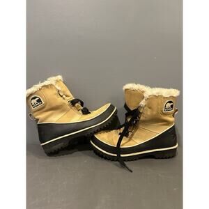 Sorel Boots Womens 6 Tivoli II Snow Pac Suede Leather Faux Fur Trim NL2089 Beige